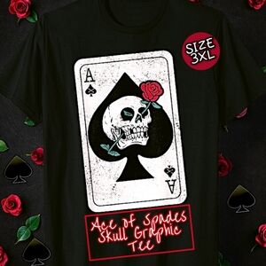Ace of Spades Skull & Roses T-Shirt Black Tee Size 3XL